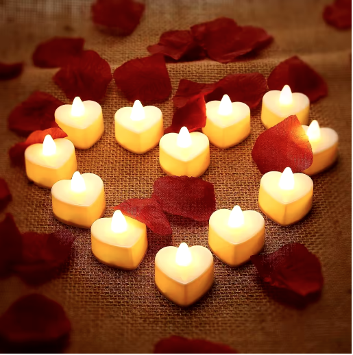 Heart LED Tealight Candles, Side View