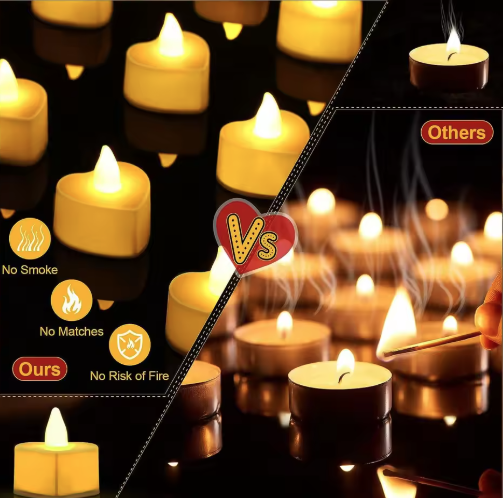 Heart LED Tealight Candles, Comparison Photo