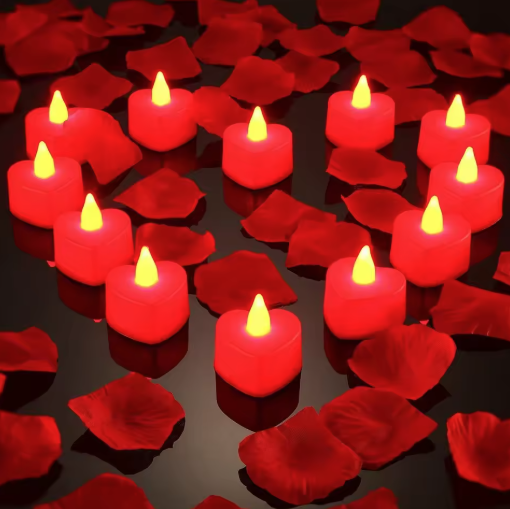 Heart LED Tealight Candles, Close-Up