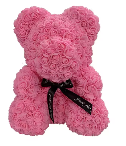 Rose Teddy Bear Gift, Deep Pink