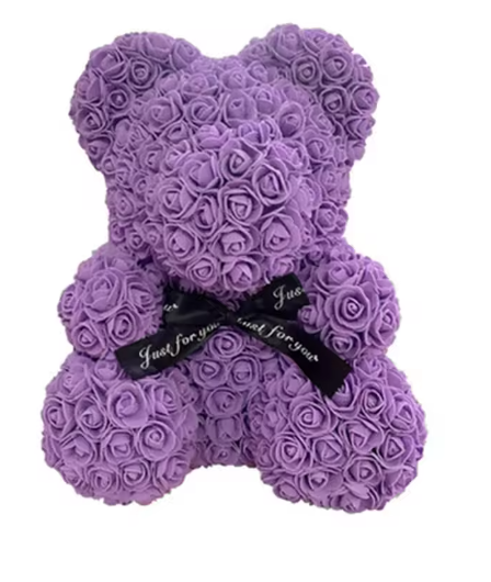 Rose Teddy Bear Gift, Purple