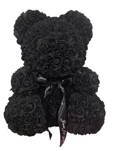 Rose Teddy Bear Gift, Black