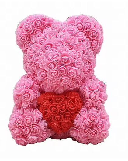 Rose Teddy Bear Gift, Pink-Red