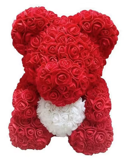 Rose Teddy Bear Gift, Red-White