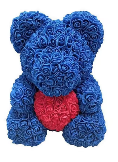 Rose Teddy Bear Gift, Deep Blue-Red