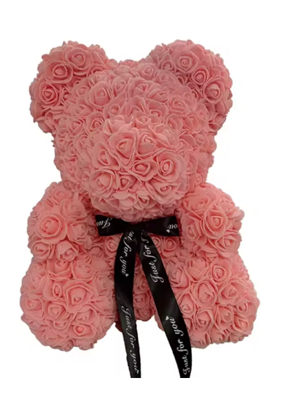Rose Teddy Bear Gift, Peach