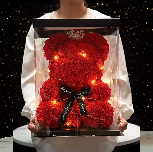 Rose Teddy Bear Gift, Front View