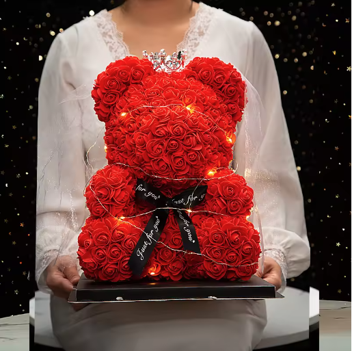 Rose Teddy Bear Gift, Close-Up