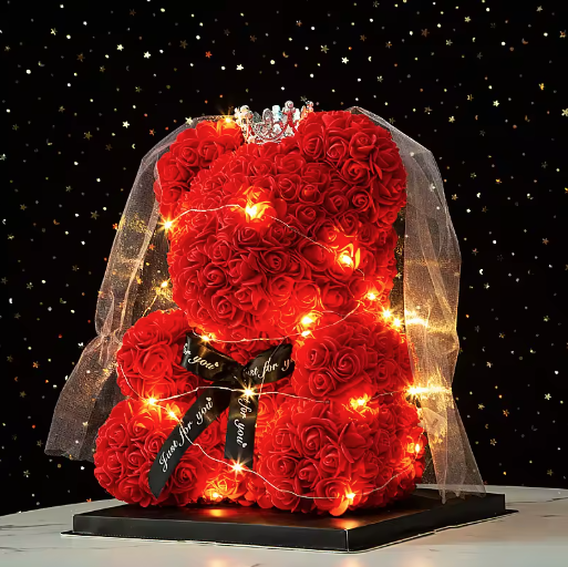 Rose Teddy Bear Gift, Side View