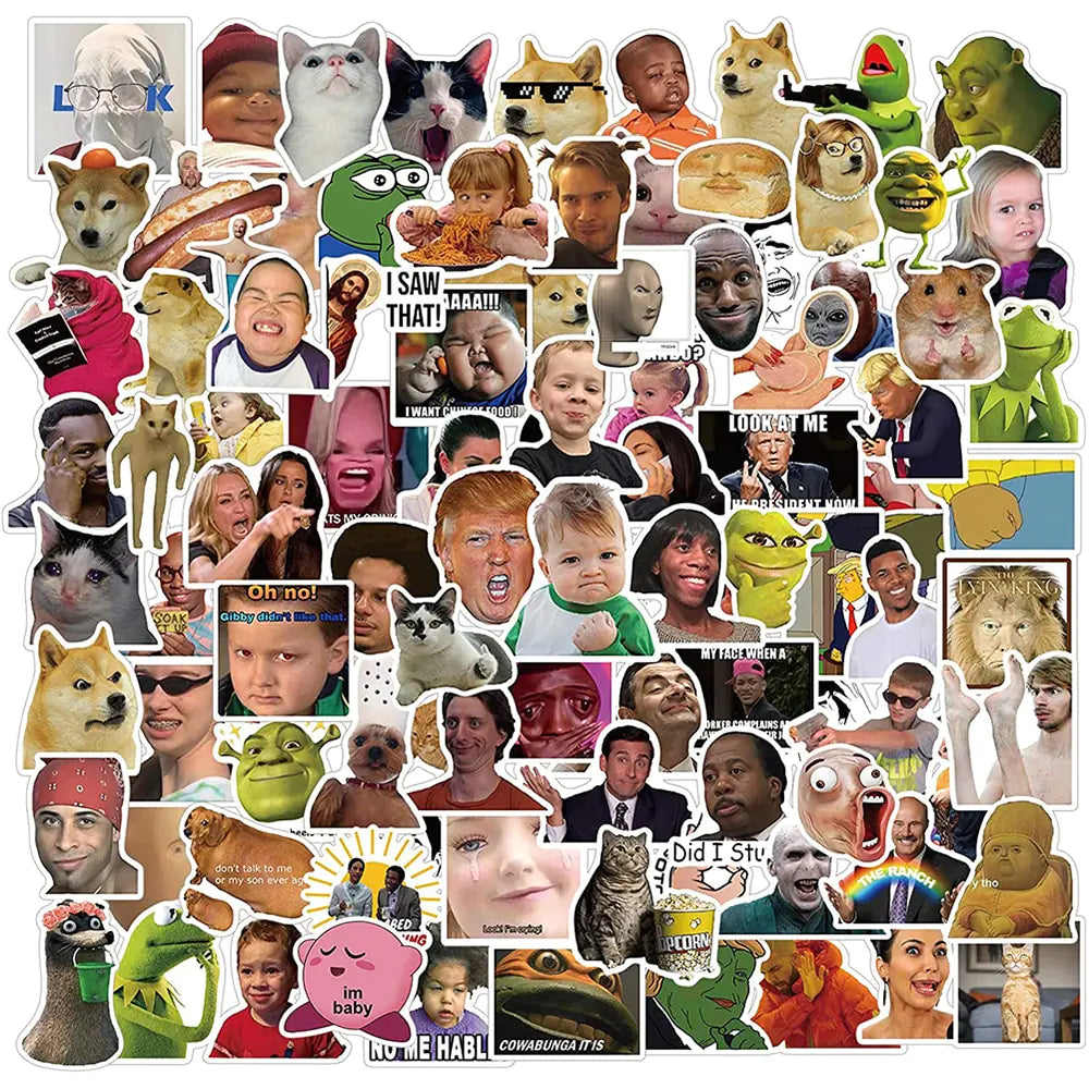 50 Funny Meme Stickers – High-Quality Vinyl for Laptops, Phones & More