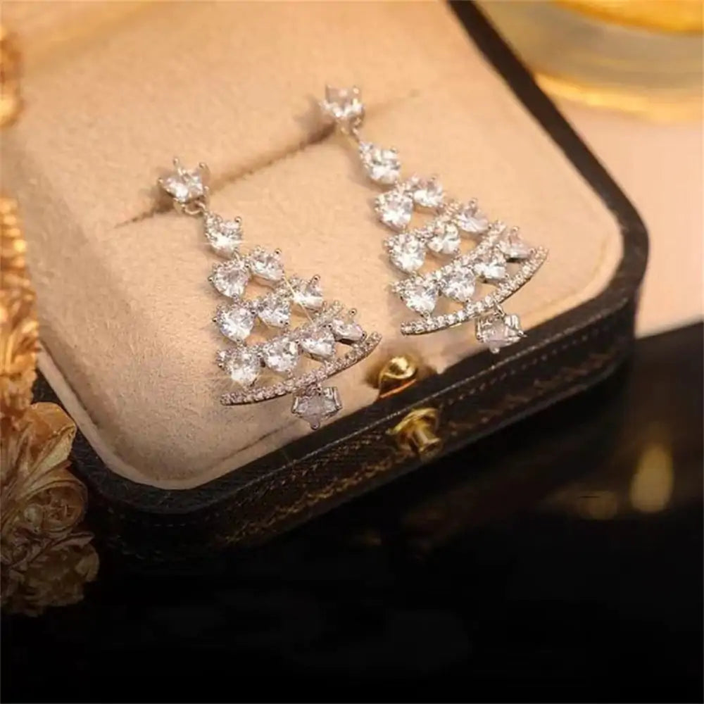 Christmas Tree Earrings Sparkling Holiday Jewelry Gift