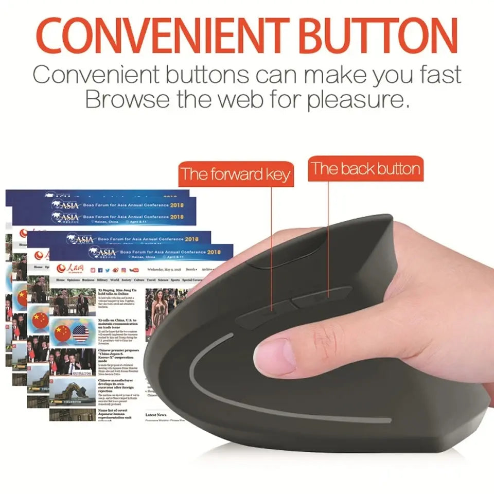 Ergonomic Wireless Mouse, convenient button feature