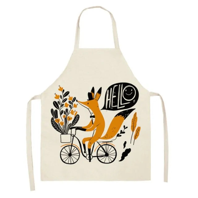 Leaves & Fox Pattern Cooking Apron - Stylish, Comfortable, and Practical