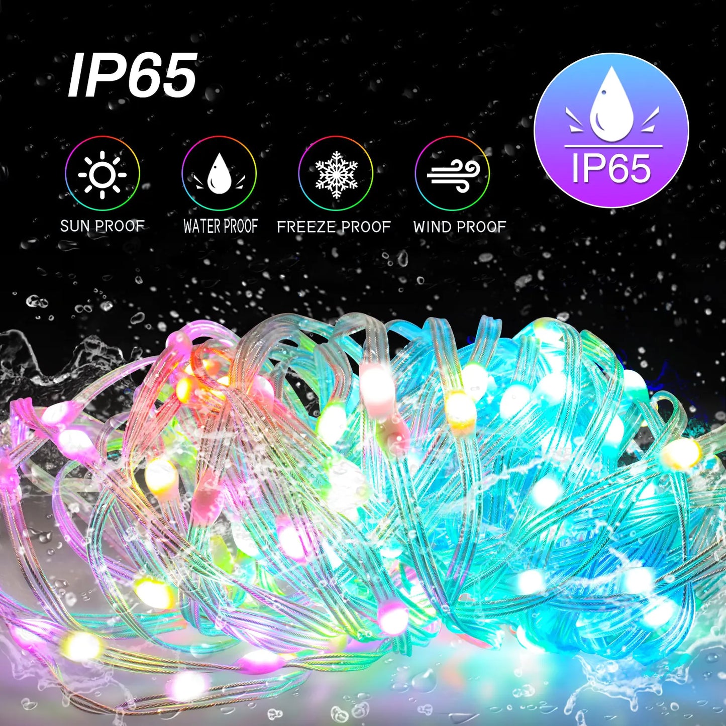 Smart LED String Christmas Decoration Lights - Waterproof Holiday Lights with Remote Control