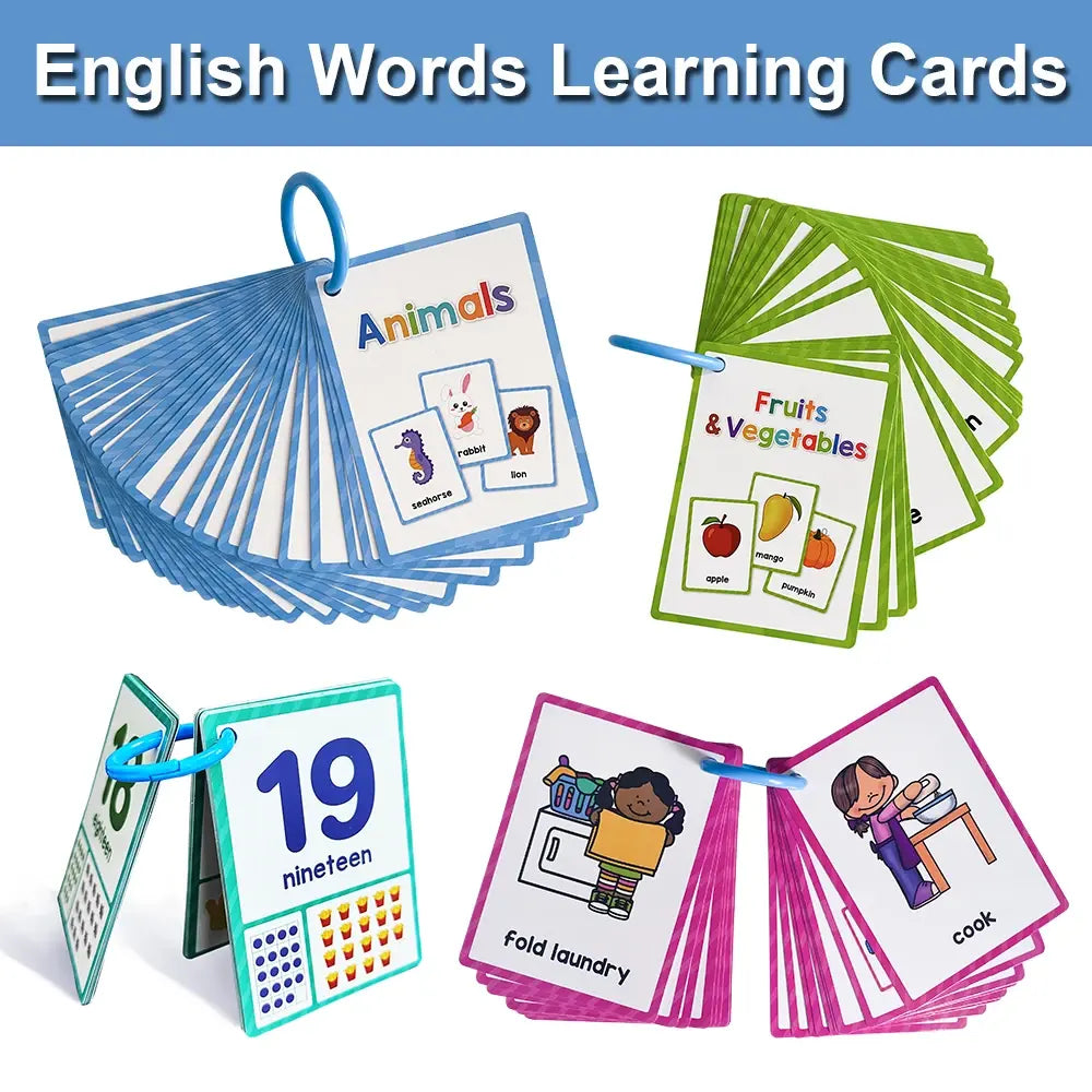 Montessori Kids English Words Learning Flashcards for Early Education