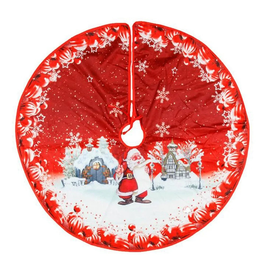 Festive Christmas Tree Skirt Plush Fabric for Holiday Decor and Protection