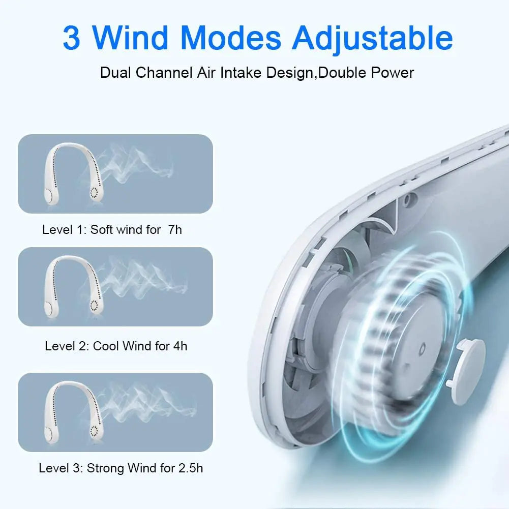 Bladeless Portable Hanging Mini Neck Fan | Hands-Free Cooling & Rechargeable