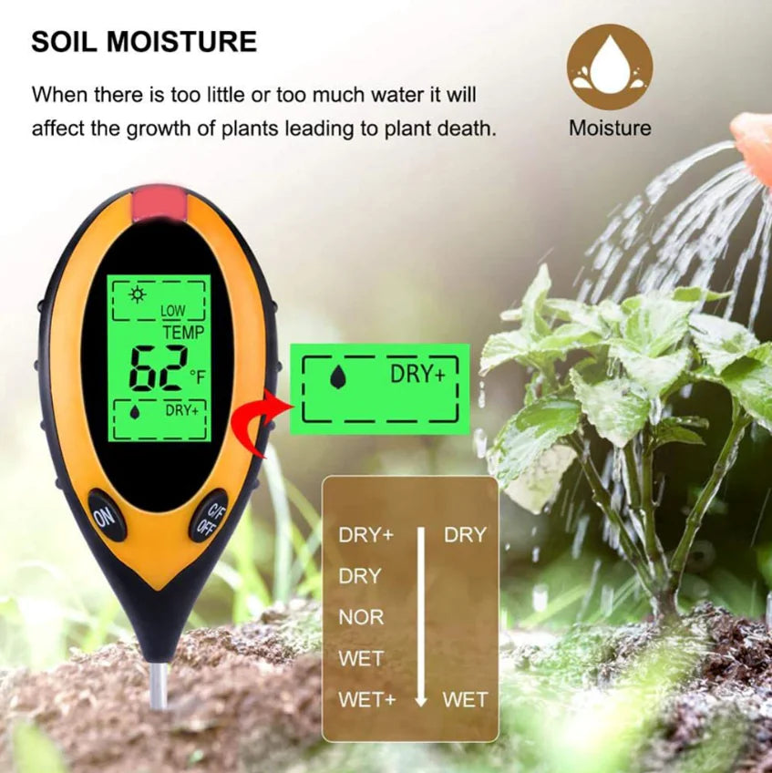 4-in-1 LCD Digital Soil Tester – pH, Moisture, Temperature & Sunlight