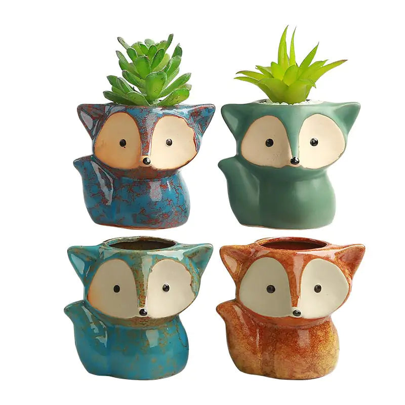 Succulent Plant Pot In Lovely Fox Style – Whimsical Greenery Display for Any Space