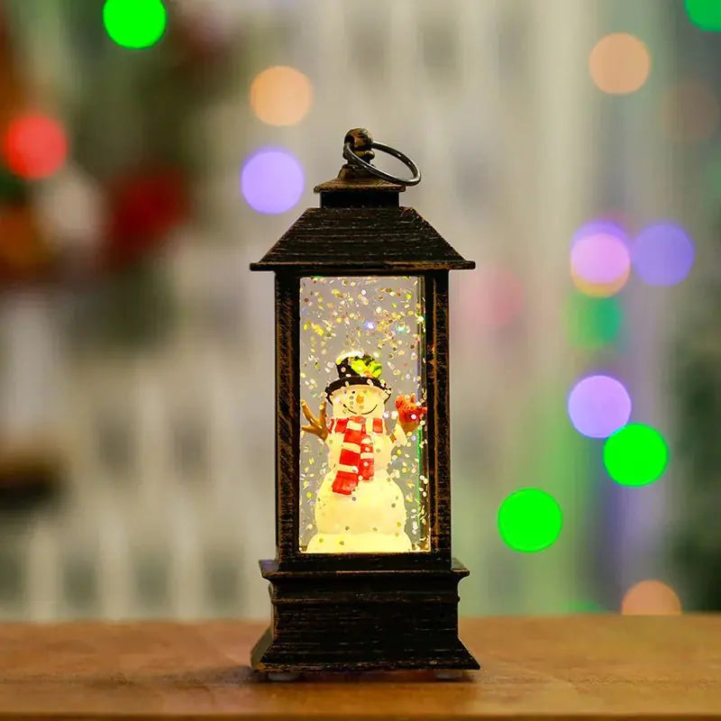 Holiday Lantern - Christmas Snow Globe Vintage Lantern with Music