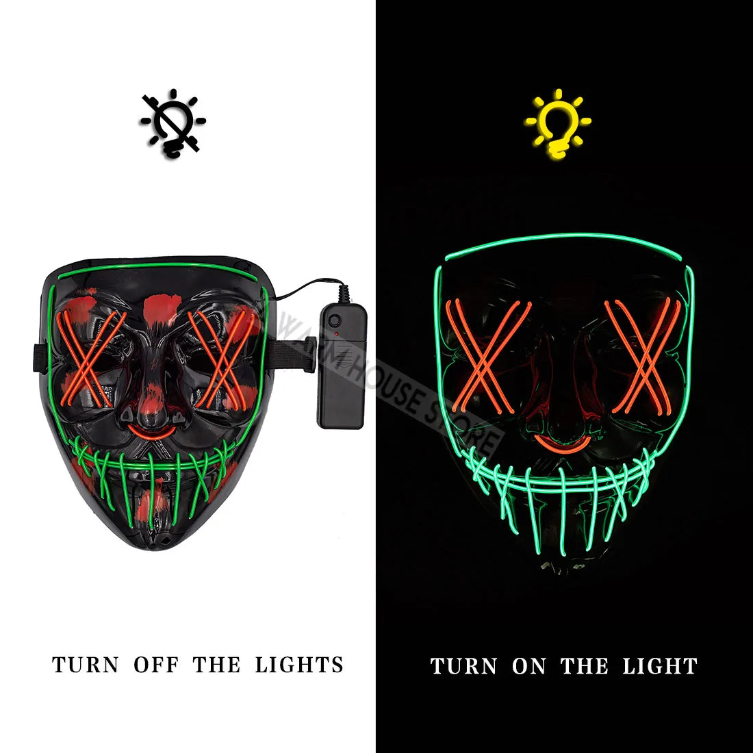 LED Halloween Mask for a Spooky Glowing Halloween Look
