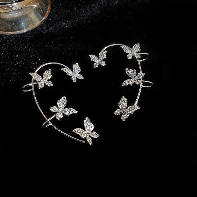 Butterfly Clip Earrings side by side