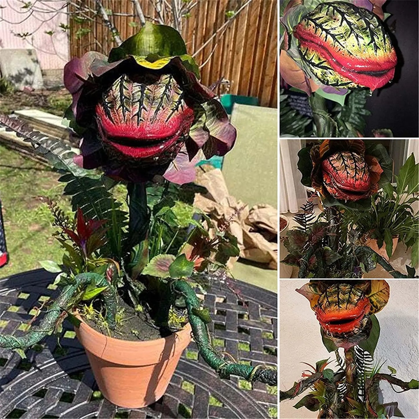Realistic Piranha Plant Halloween Garden Decor – Creepy Outdoor Decoration