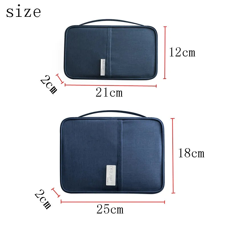 Travel Document Organizer, size chart