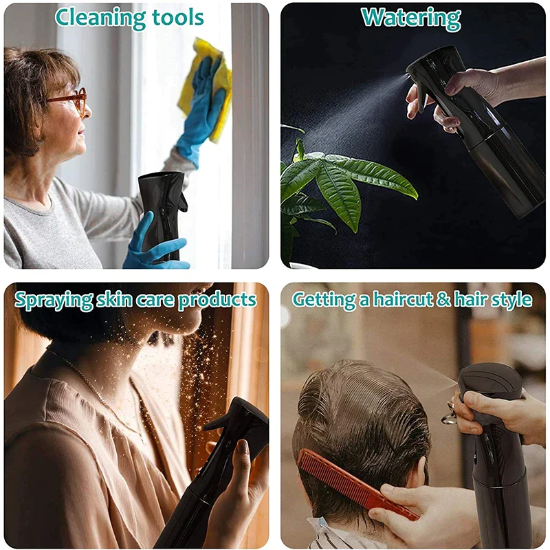Continuous Mist Hair Spray Bottle Barber Water Sprayer Salon Plant Mister Tools for Styling and Misting