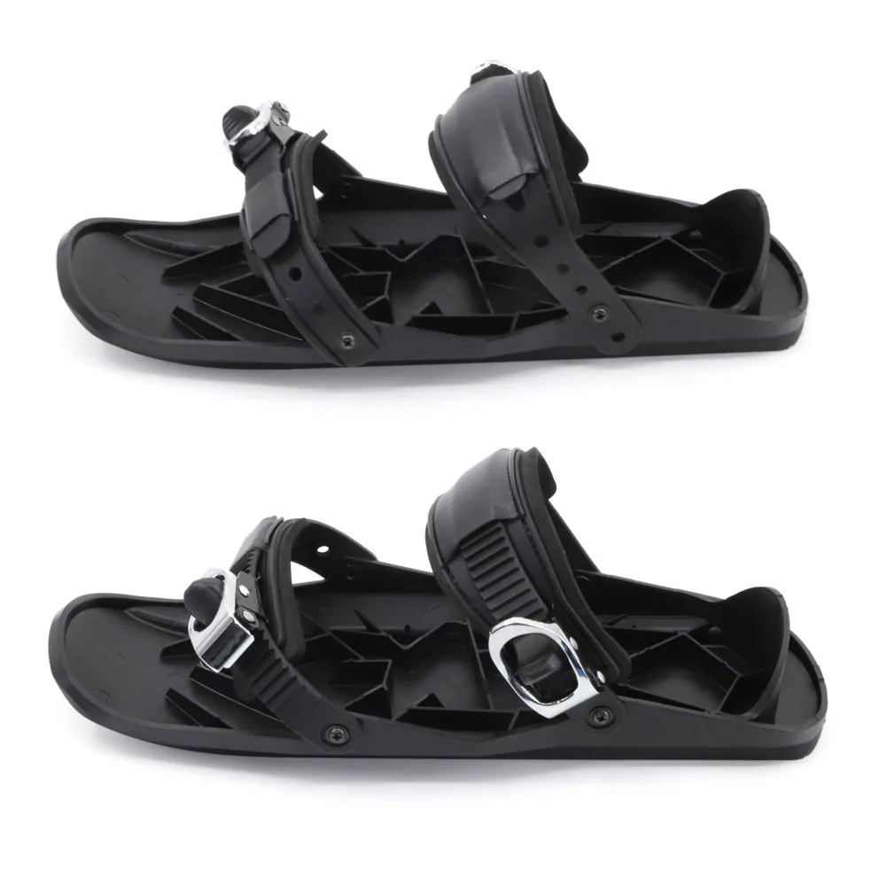 Black Mini Ski Skates Snow Shoes – Portable Adjustable Bindings