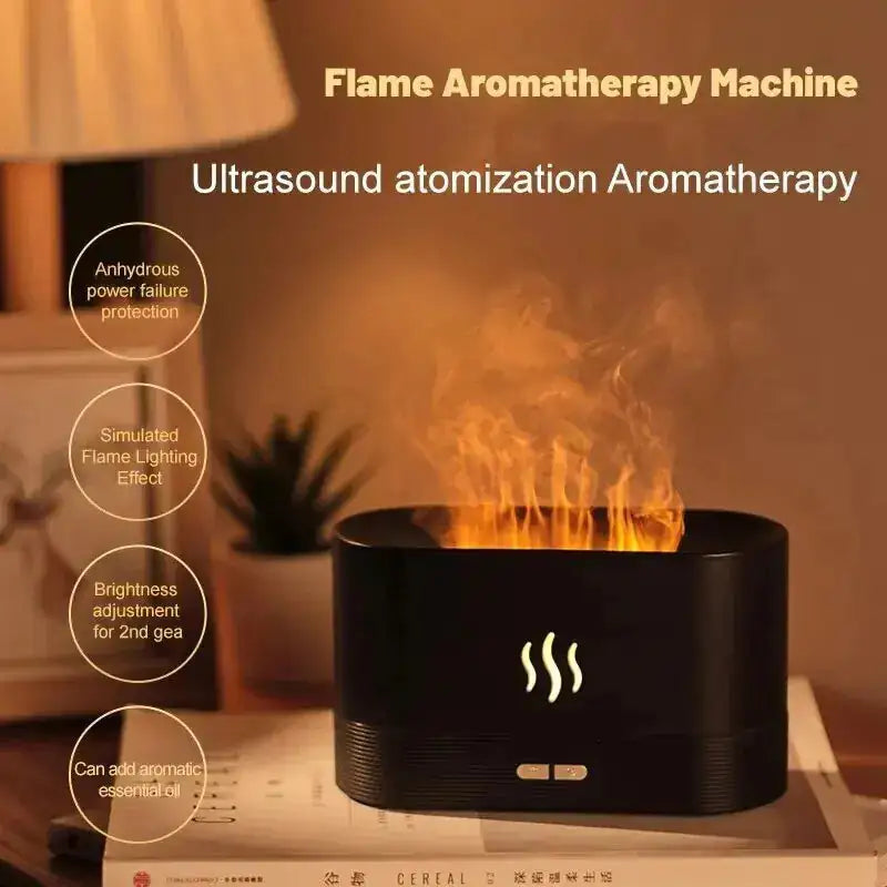 Aroma Diffuser Humidifier – Ultrasonic Air Humidifier with LED Flame Lighting