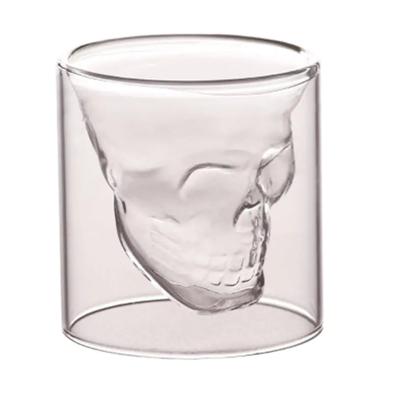 Vaso transparente con forma de calavera