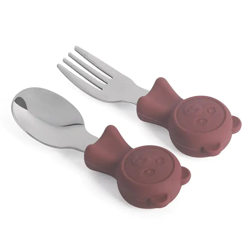Kids Stainless Steel Utensils, brown
