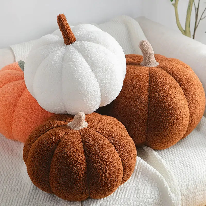 Stuffed Pumpkin Throw Pillow - Adorable Fall Decor