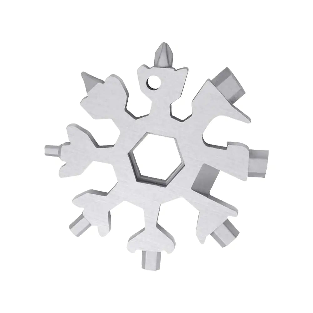 18-in-1 Portable Snowflake Multi-Tool – Stainless Steel, Keychain-Friendly