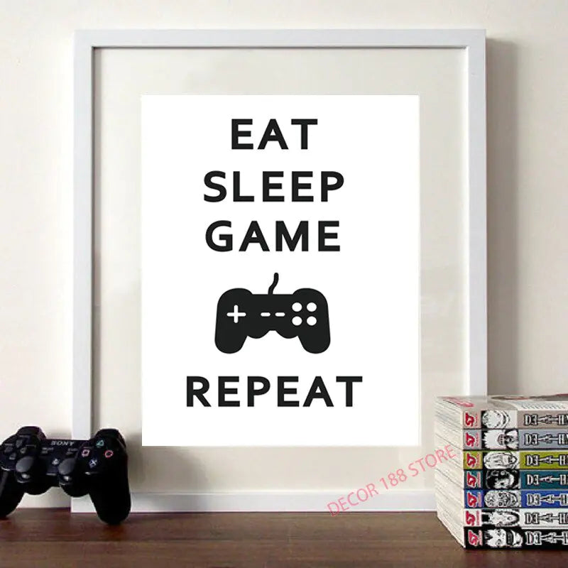 Black and White Video Game Prints - Stylish Posters for Teen Boy Bedrooms