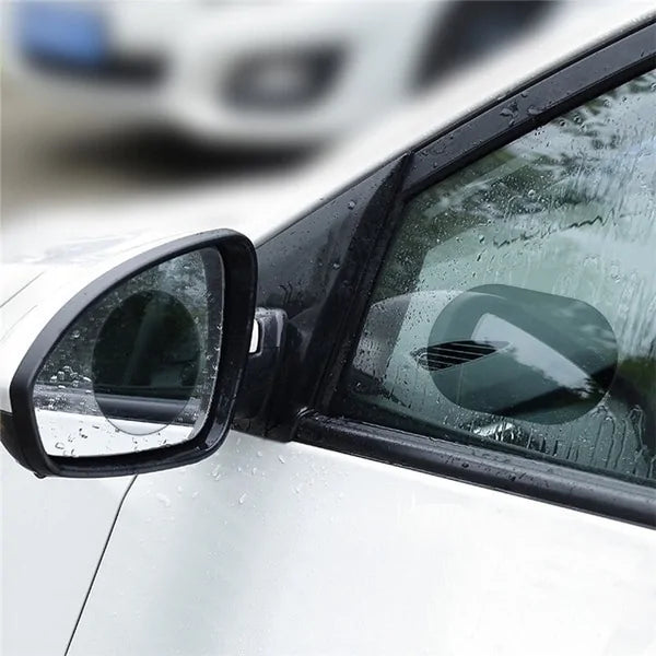 Rainproof Mirror Visor on a car window in the rain