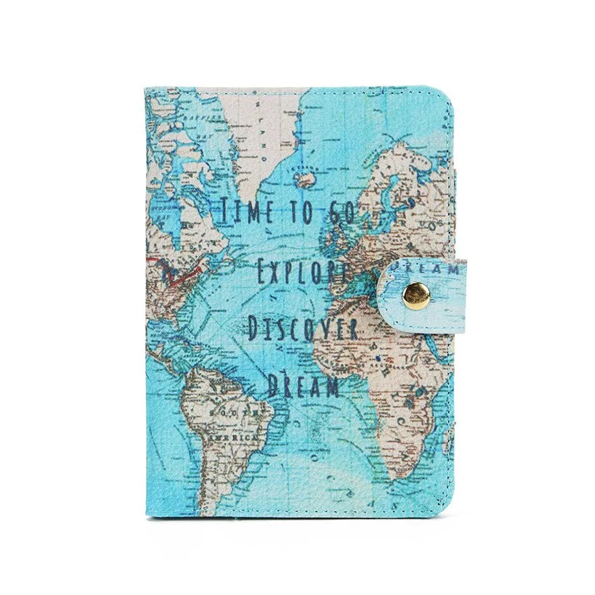 Stylish Passport Holder, world map print