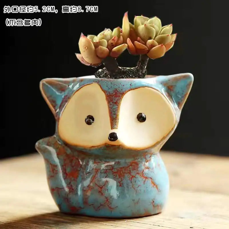 Succulent Plant Pot In Lovely Fox Style – Whimsical Greenery Display for Any Space