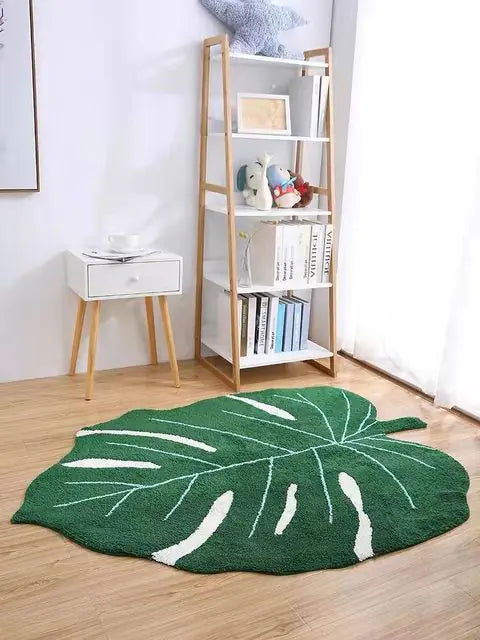 Alfombras de hojas creativas para dormitorio nórdico suave