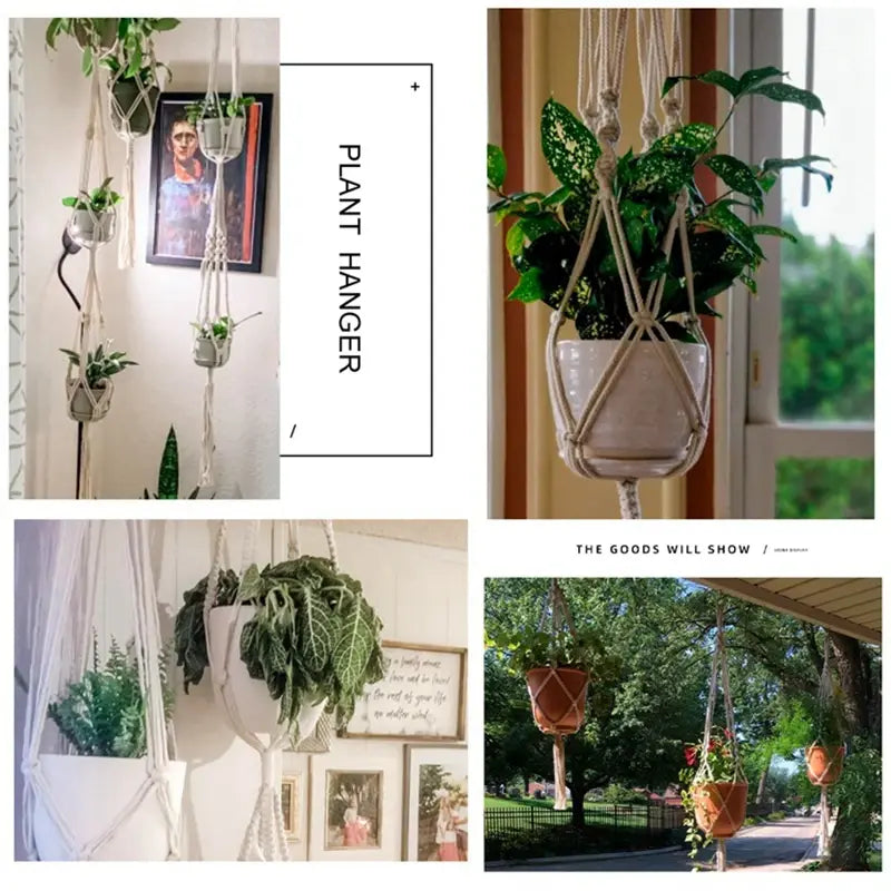 Planta colgante hecha a mano en macramé