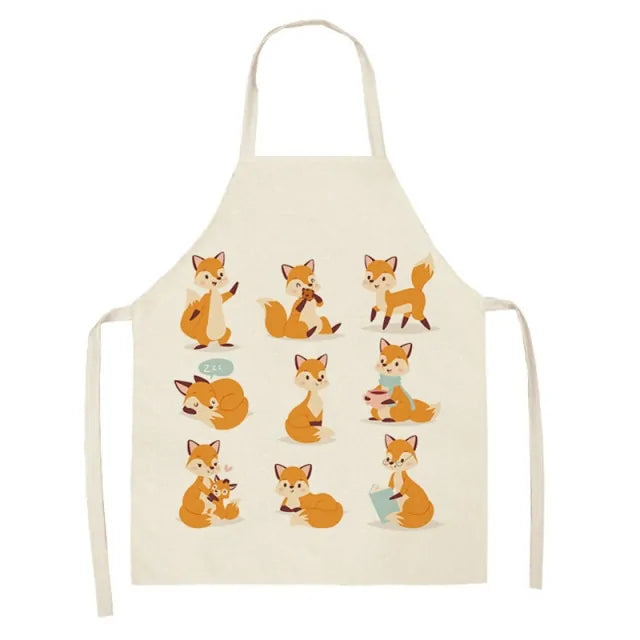Leaves & Fox Pattern Cooking Apron - Stylish, Comfortable, and Practical