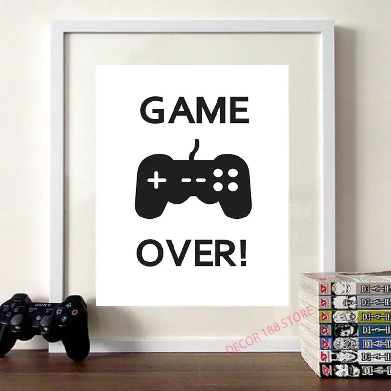 Black and White Video Game Prints - Stylish Posters for Teen Boy Bedrooms