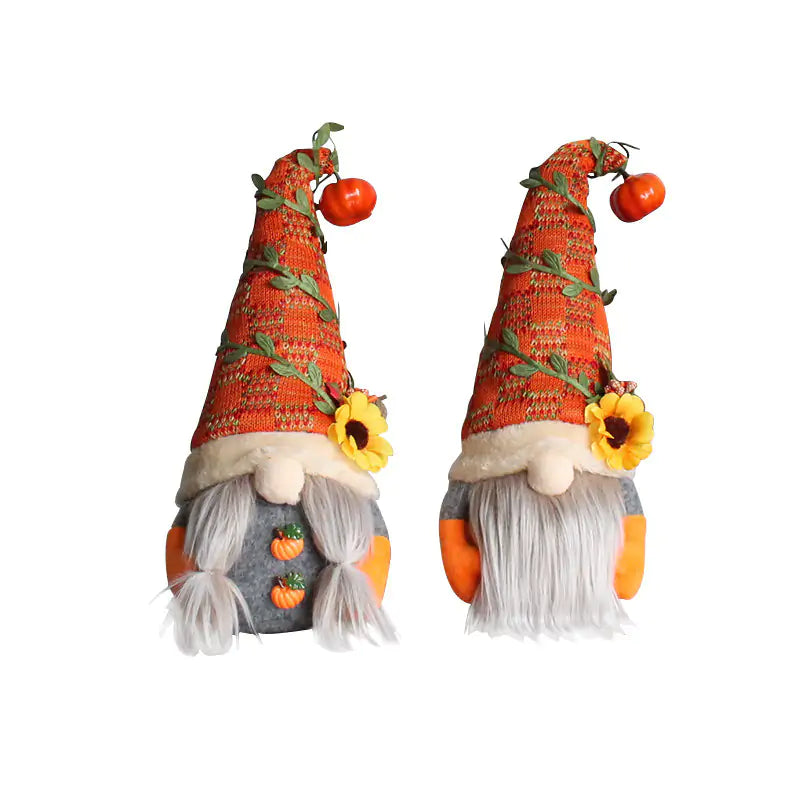 Dwarf Doll Ornaments – Gnome Pumpkin Sunflower Swedish Nisse Tomte Elf Plush for Autumn & Thanksgiving Decor