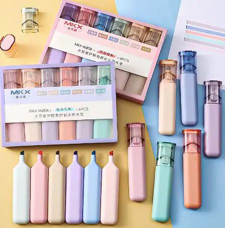 6pcs Cream Highlighter Pens - Chisel Tip for Precise Highlighting