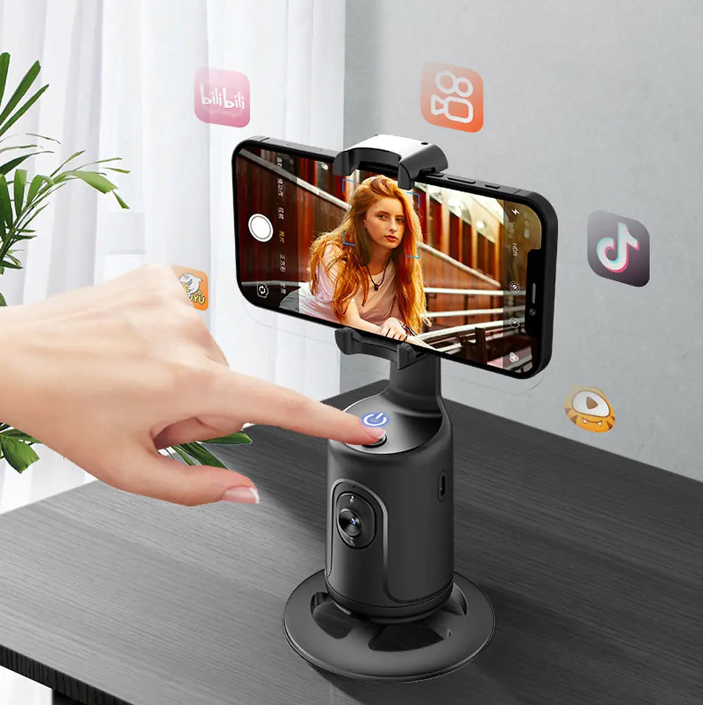 person using the Auto Face Tracking Gimbal for a social media post