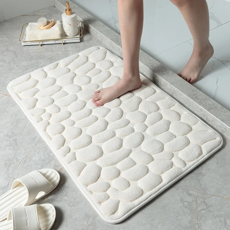 Non-Slip Embossed Bathroom Mat – Premium Memory Foam for Comfort and Style
