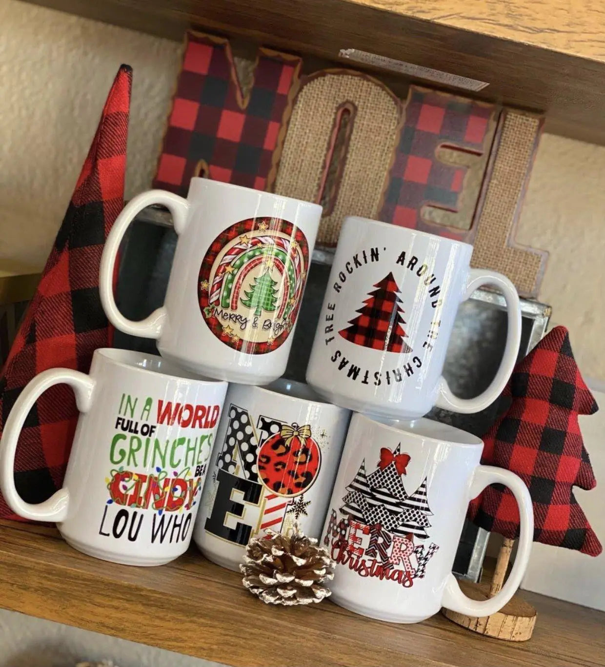 Christmas Mugs Festive Holiday Ceramic Mug 15oz with Cheerful Designs