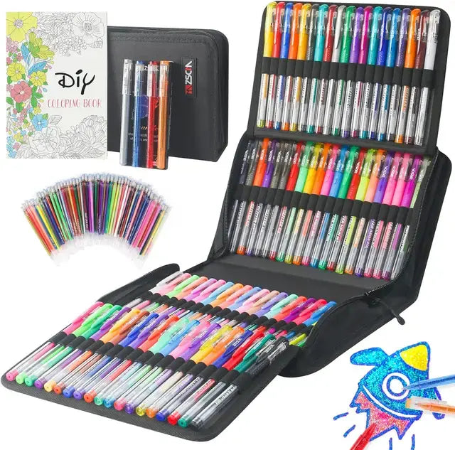 Glitter Gel Pens Set – 104 Vibrant Colors with Refills
