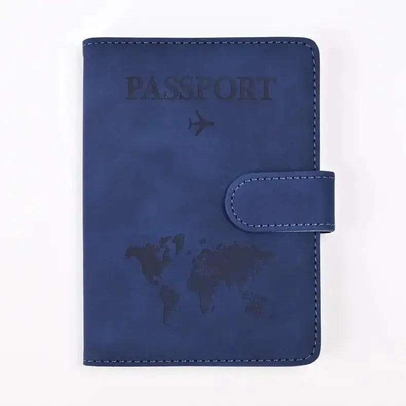 Leather Passport Holder, navy blue